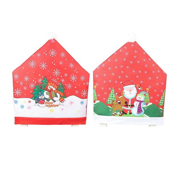 

chair covers 12pcs christmas ornaments cover dinner dining table santa claus snowflake snowman red cap ornament back decor