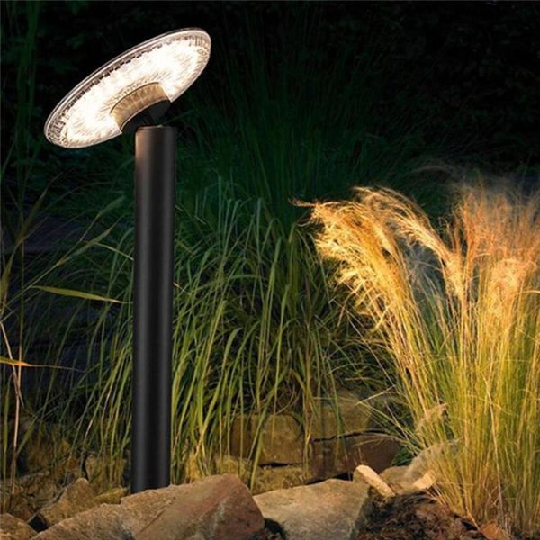 

solar led pathway pillar light 350 degree rotatable outdoor waterproof yard lawn villa garden bollards lamps