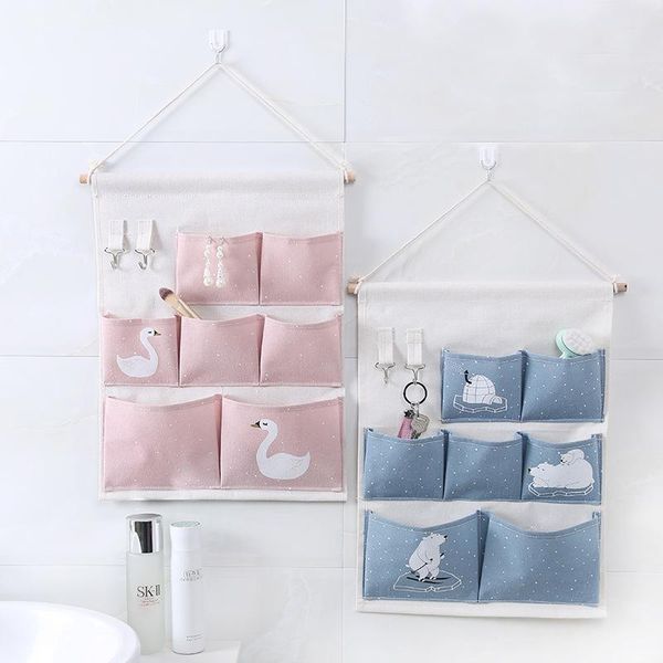 

storage bags cloth household bag wall-mounted cute large-capacity hanging sundries behind the