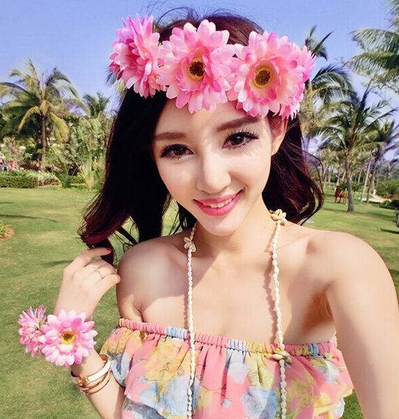 

hair accessories european and american style wreath headdress fashion bohemian flower hairband bride hairdress seaside tourism jewelry