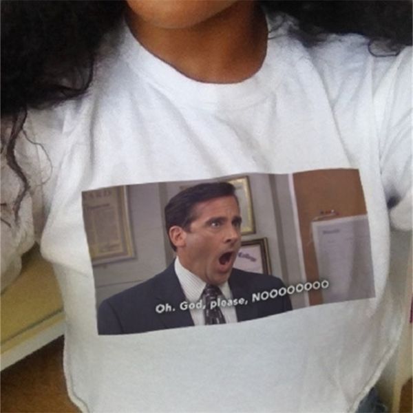 

summer fashion tee oh god no the office tv shows quotes funny t-shirt meme shirt 210512, White