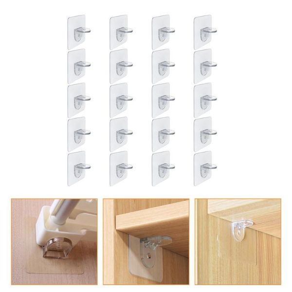 

bowls 20pcs support shelf bracket adhesive pegs wardrobe partition hooks (transparent)