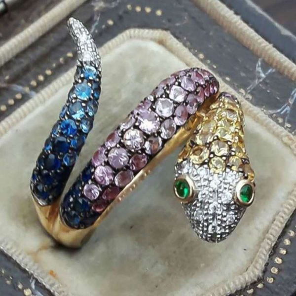 

fashion cloud brocade jewelry color set zircon snake ring women's ring, Slivery;golden