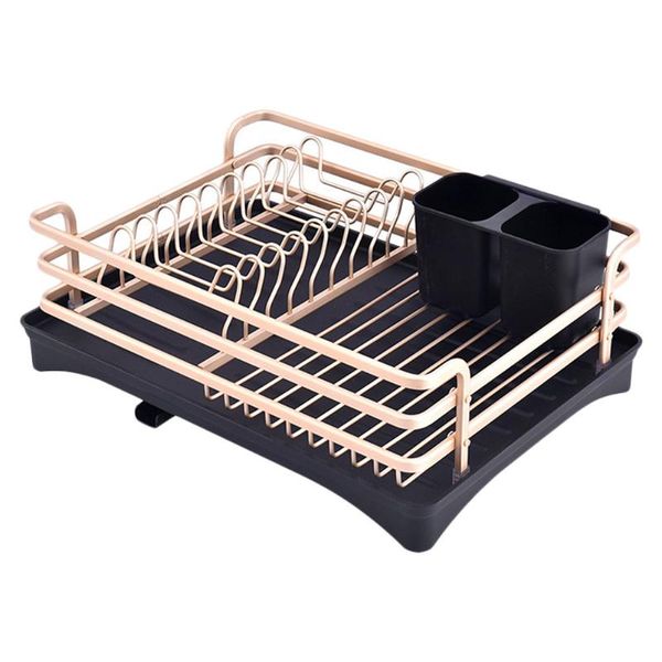 

hooks & rails 1pc kitchen bowl dish storage holder chopsticks draining basket (golden black)