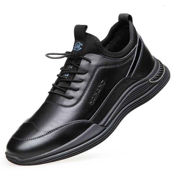 

dress shoes new men's genuine leather youth flats size 38-44 man quality rubber sole fashion casual ntj0, Black
