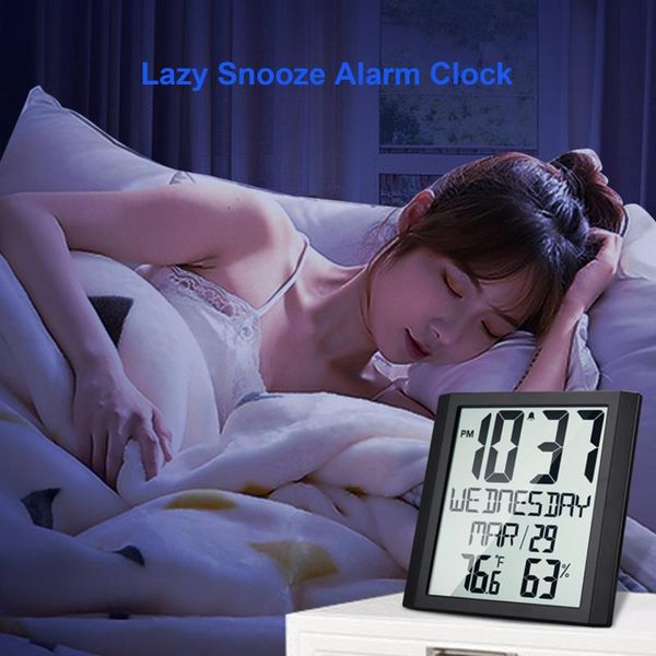 

digital clock temperature humidity calendar display table mute large typeface snooze mode deskalarm wall clocks desk &