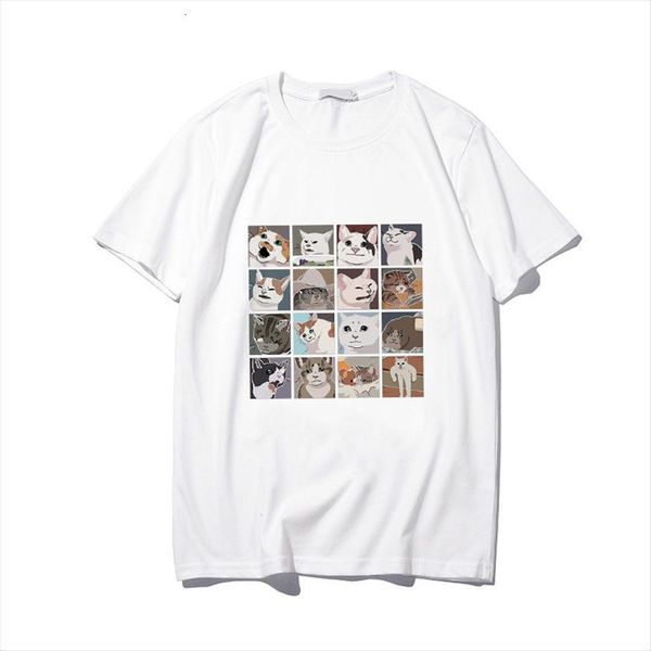 

cat print short sleeve womens t shirts femme summer chemise vegan tshirts harajuku 90s funny shirt vintage clothes, White