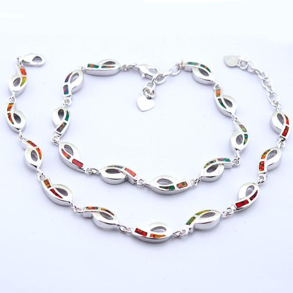

link, chain women party gift silver fire white opal fashion bracelets b034, Black