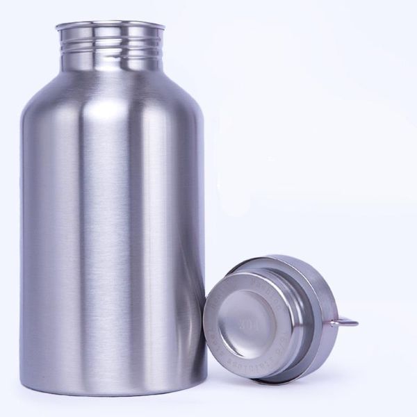 

water bottle 2000ml stainless steel drinking cycling camping hiking silver outdoor travel quality portable sports drink