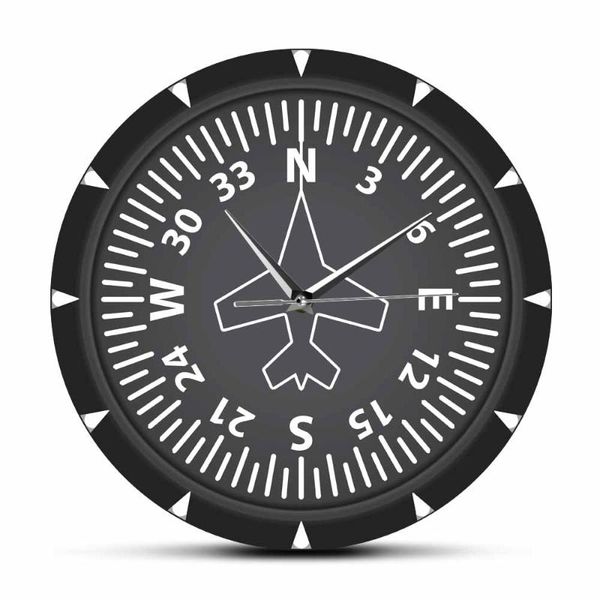 

wall clocks directional gyro compass flight instrument modern clock airplane pilot art home decor watch silent swept