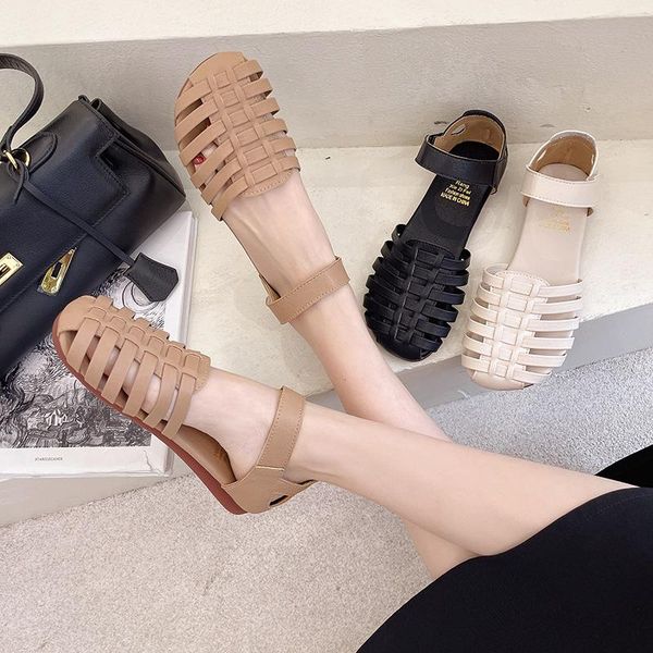 

sandals comfort shoes for women flat suit female beige clear heels breathable 2021 summer buckle strap square toe without black