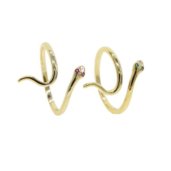 

cluster rings 2021 100% 925 sterling silver snake open for women cz red eye stone ring creative design lady fashion jewelry, Golden;silver