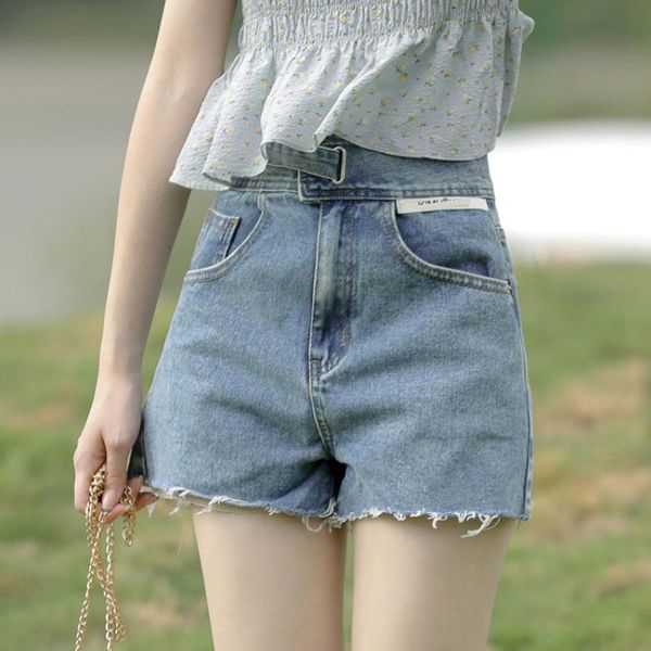 

women's jeans design sense niche ladies high waist a-line thin denim shorts female summer girl blue straight pants routine
