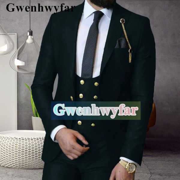 

men's suits & blazers gwenhwyfar 2021 arrival fashion design suit groom prom tuxedo groomsman black jacket 3-piece wedding, White;black