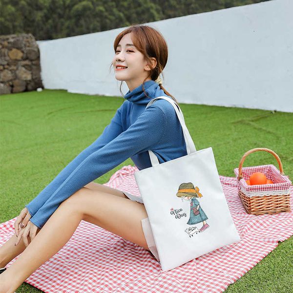

bag lady canvas 2021 shoulder cute versatile hand large capacity handbag