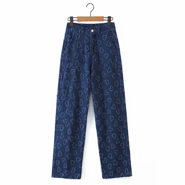 

bbwm women's jeans high waist love burrs denim straight-leg pants spring autumn retro washed elastic trousers 210520, Black;white