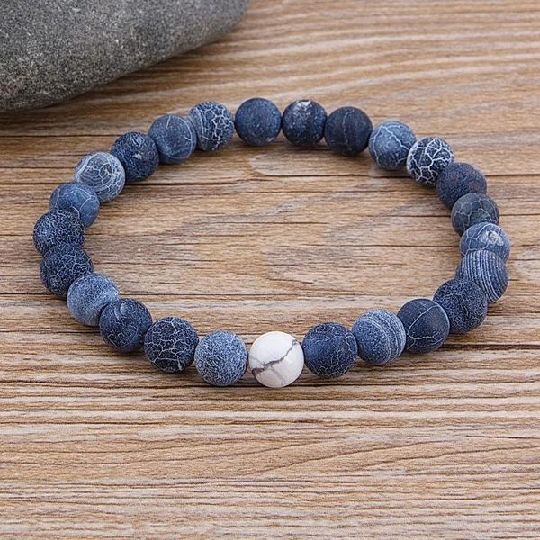 

beaded, strands custom female male marble bead tiger eye blue lava natural stone bracelet wide 8mm handmade boho jewelry, Black