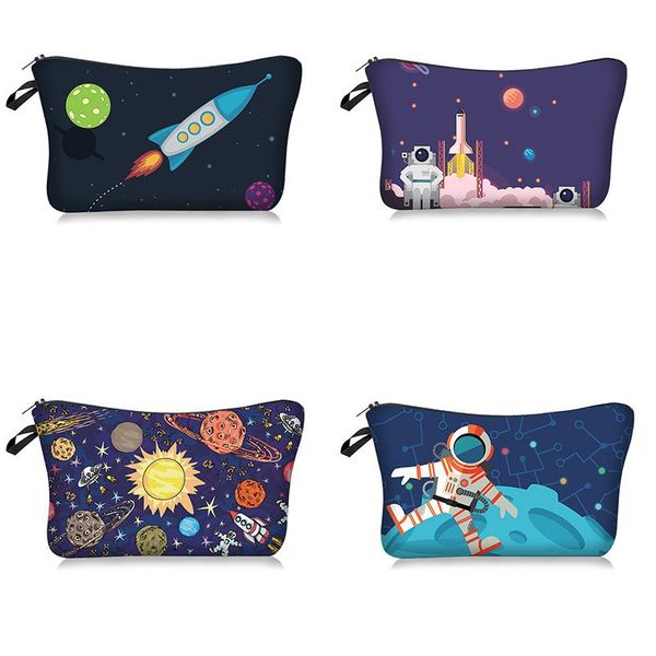 

storage bags universe astronaut series cosmetic bag, wash clutch travel small lady bag