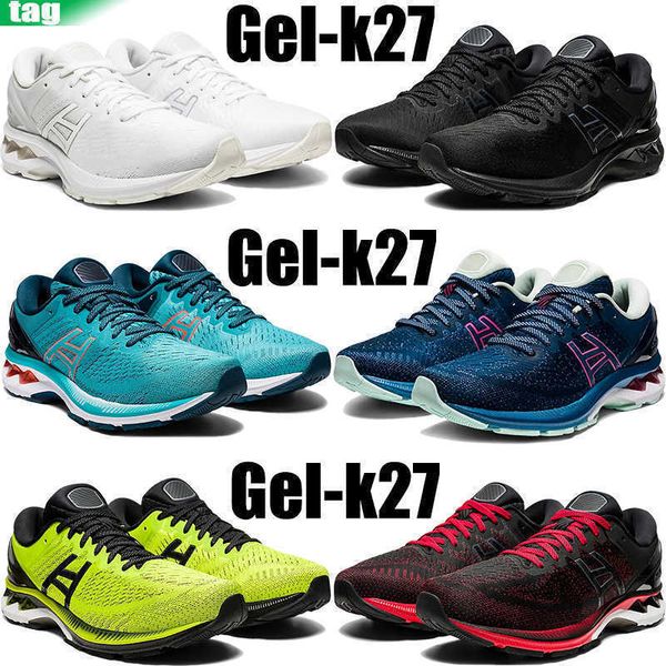 

2021 gel-k27 men running shoes triple white techno cyan sunrise red mako blue lime zest black mens trainers women sneakers us 4-11