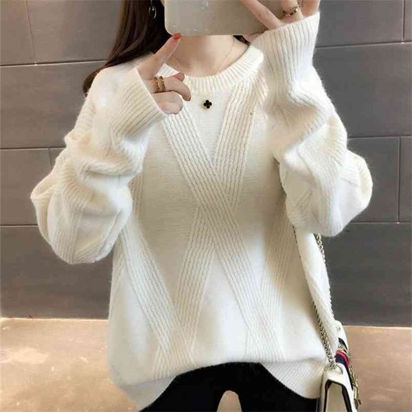 

early autumn coat women's net red wild sweater loose tide 210427, White;black