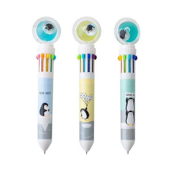 

creative cute cartoon 10 color oil ballpoint pen gift school&office supplies stationery wholesale pens, Blue;orange