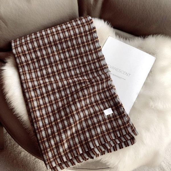 

scarves royalmaybe retro british checkered fringed scarf men and women winter warm all-match dual-use imitation cashmere, Blue;gray