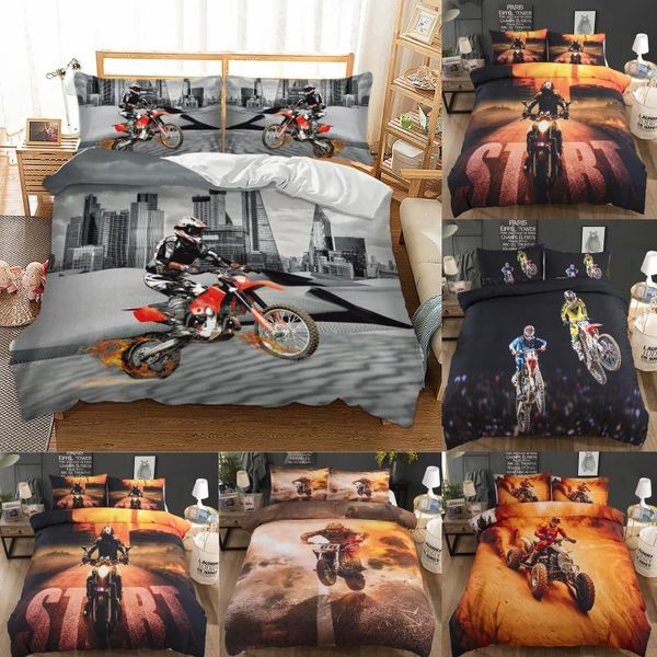 

bedding sets 3d lifelike motorcycle printing duvet bed cover king comforter set linen  for boys adults