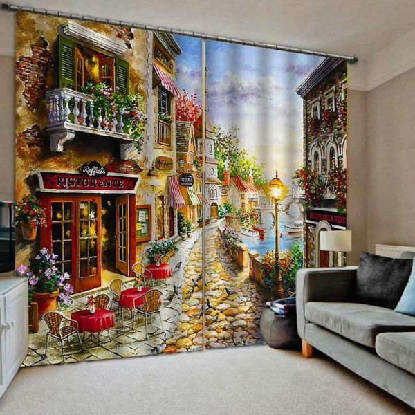 

curtain & drapes blackout luxury 3d window for living room street scenery curtains