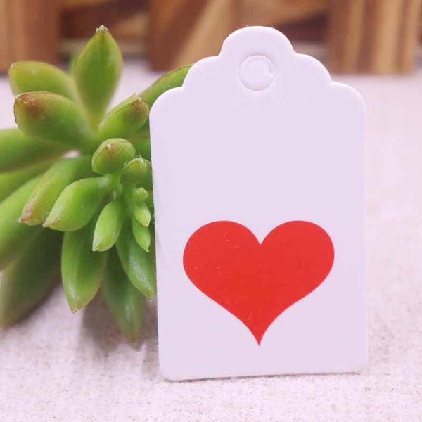 

gift wrap happy valentines day wedding tags with red colors heart white/kraft paper favor candy favors 100pcs 3x5cm