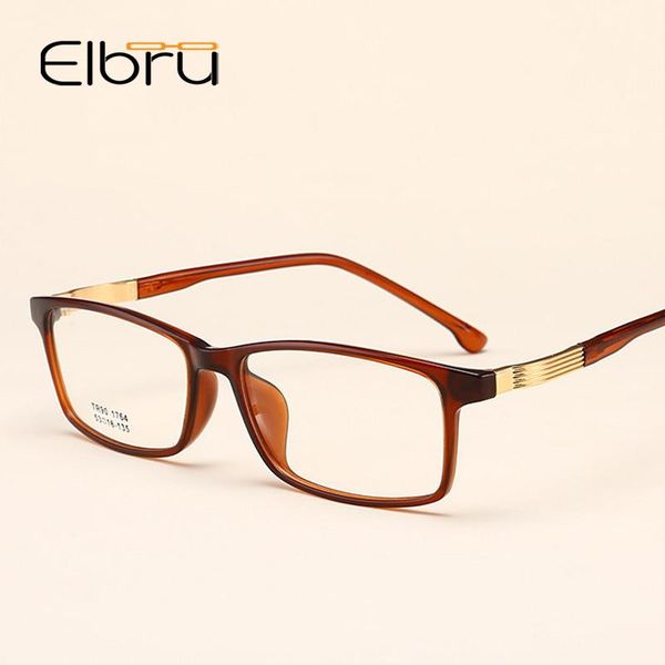 

fashion sunglasses frames elbru tr90 eye glasses for men women ultra light vintage retro square optical spectacles myopia frame male, Black