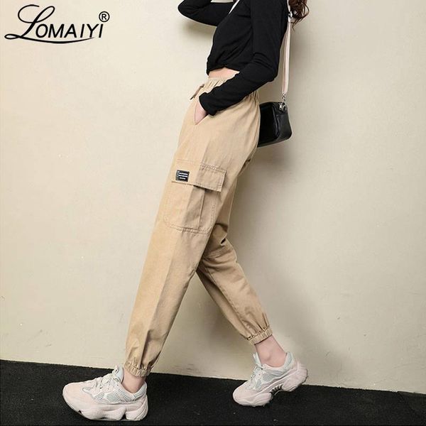 

women's pants & capris lomaiyi cargo women spring/summer joggers high waist camouflage trousers harem pant female sweatpants bw050, Black;white