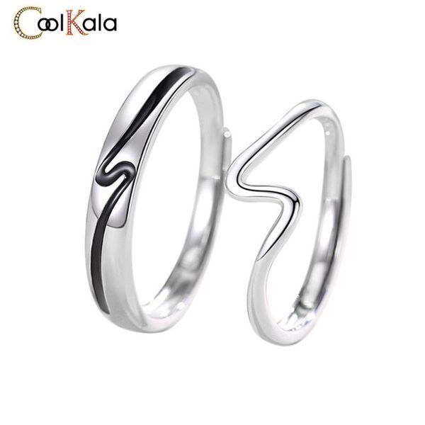 

wedding rings coolkala s925 heartbeat lovers silver a pair of valentine's day gift gutta percha ring for men and women, Slivery;golden