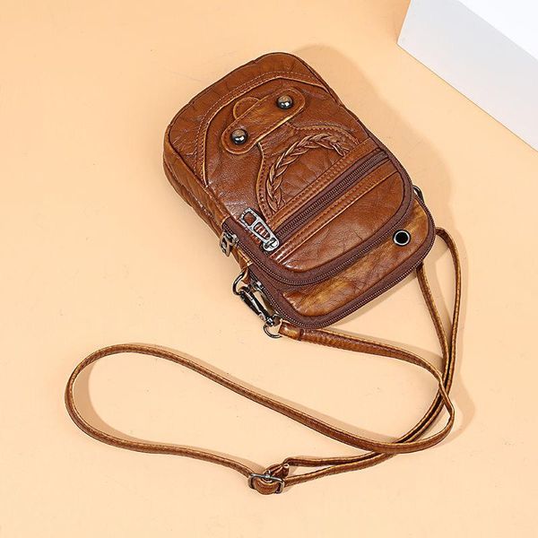 

storage bags fashion soft leather versatile multi-layer shoulder messenger large capacity bag