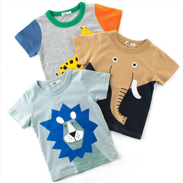 

cartoon animal print baby boy t shirt for summer infant kids boys girls shirts clothes cotton toddler chilidren, Blue