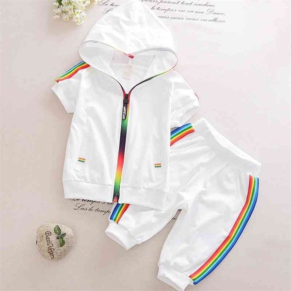 

boys clothes set sport hooded jacket and pants for baby boy and girl outfits clothing suit casual cotton clothing 210715, White