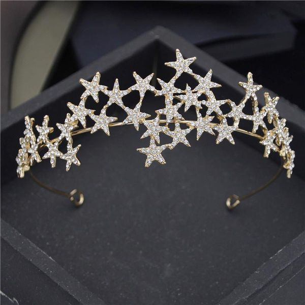 

hair clips & barrettes fashion rhinestone star tiaras royal queen headbands wedding crown jewelry prom party head ornaments, Golden;silver