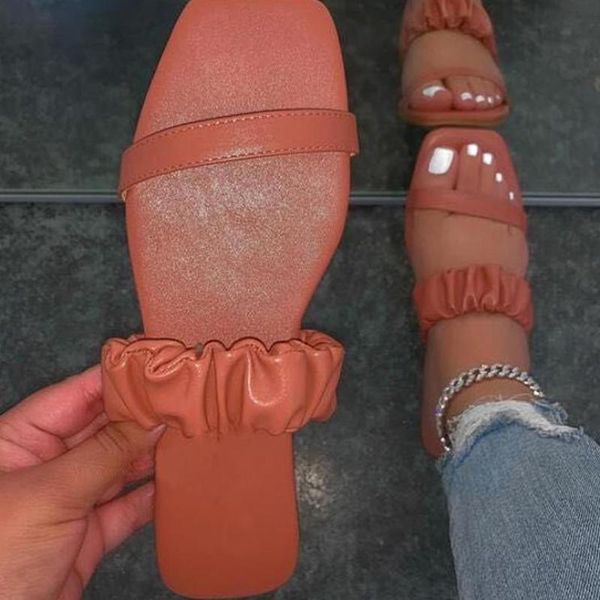 

summer flat sandals women slippers simple open tea rome beach plus size 36-43 calzado mujer, Black