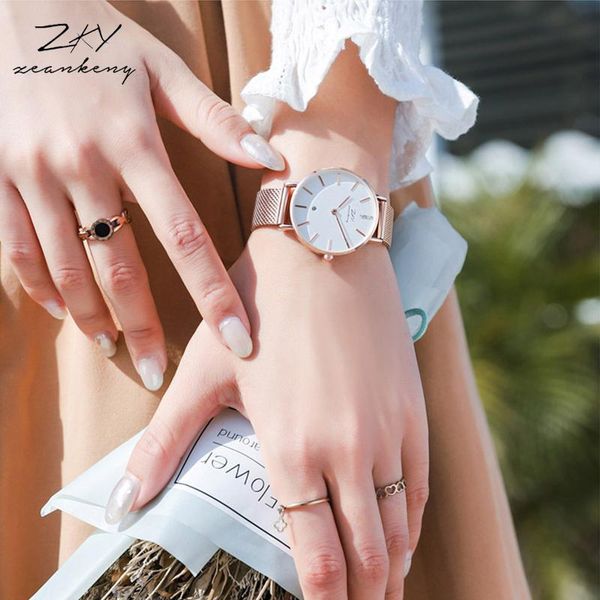 

japan quartz movement women stainless steel mesh belt waterproof ladies watch drop gifts wristwatches, Slivery;brown