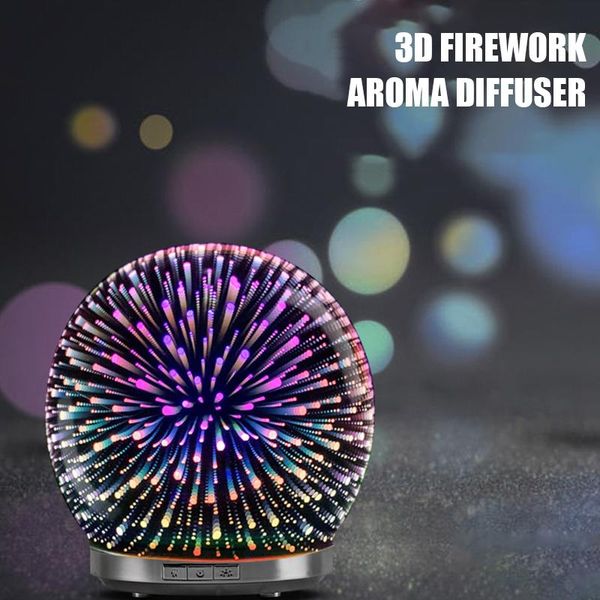 

humidifiers 3d firework aromatherapy diffuser moon essential oil ultrasonic air humidifier with led lamp for home room bedroom