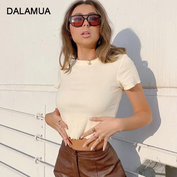 

women crop o-neck short sleeve 2021 summer t-shirts solid color tees streetwear office lady outfit casual female tshirt women's t-s, White