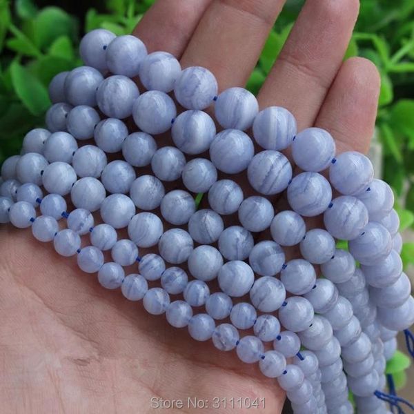 

agate veins blue round 4-10mm 15" for diy jewelry making loose beads fppj wholesale nature gem stone chains, Silver