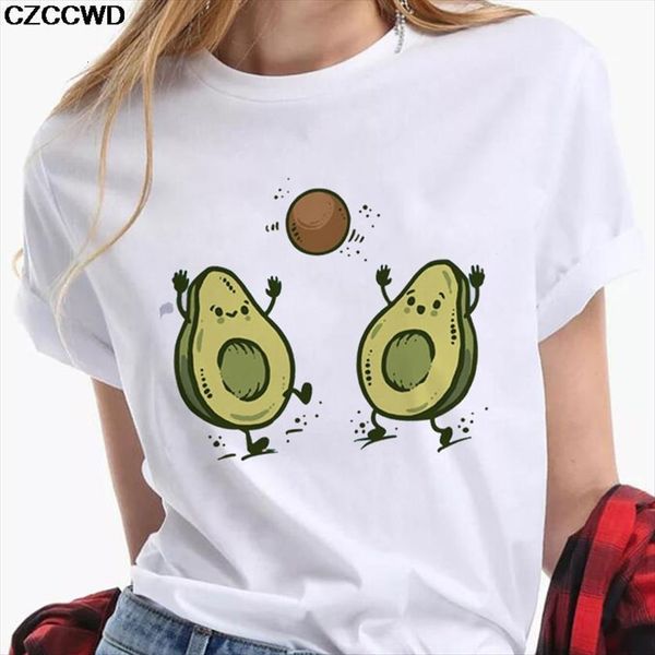 

two avocado friends vegan womens t shirt harajuku kawaii short sleeve vogue 90s korean fun fashion tees female, White