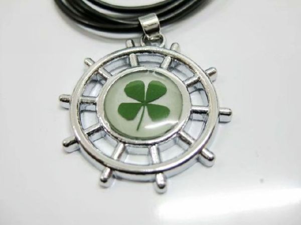 

100 pcs fashion real four leaf clover jewelry rudder style pendant, Silver