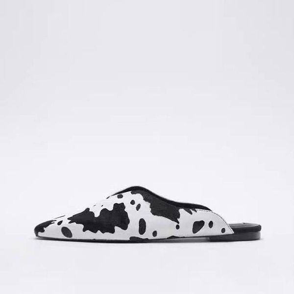 

slippers 2021 summer shoes women mixed color leather mules fashion casual comfortable slides woman, Black