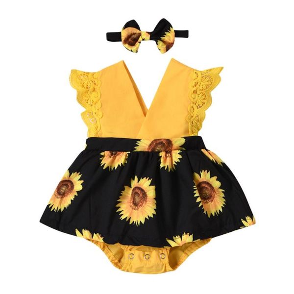 

carriers, slings & backpacks baby girl sleeveless sunflower print jumpsuit+headband set outfit born clothes children's clothing for 0-2