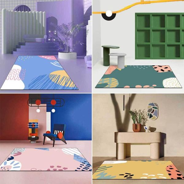 

bath mats nordic minimalist wind powder blue green yellow geometric living room bedroom bedside carpet anti-slip mat 40x60cm