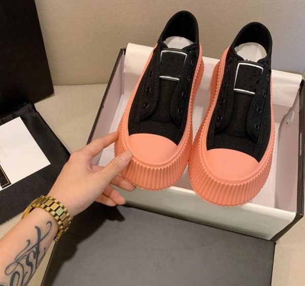 

designer luxury casual shoes women candy color thick bottom canvas shoe ladies colorful low-sneakers fashion style size 35-40 a2, Black