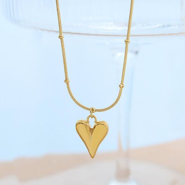 

pendant necklaces sweet christmas heart necklace for women choker clavicle chain 18k titanium steel jewelry collier acier inoxydable femme, Silver
