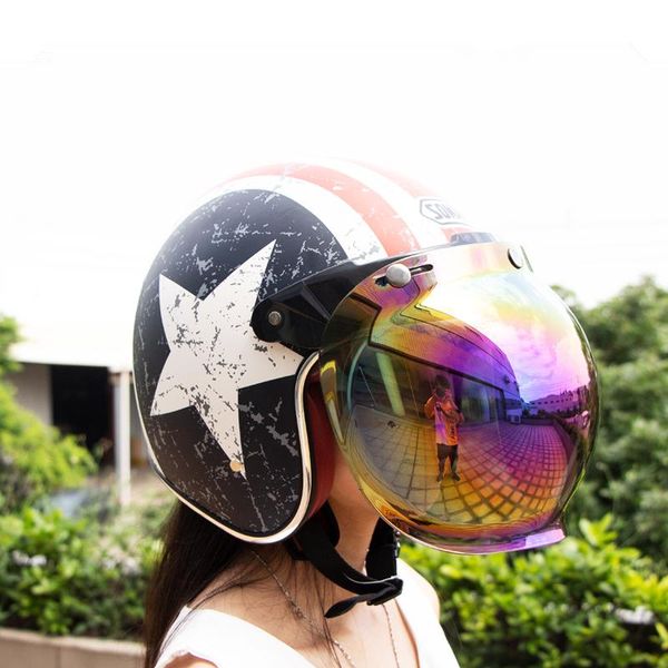 

motorcycle helmets windproof half face capacetes para moto helmet windshield bubble lens visors anti-uv glasses pc bv01