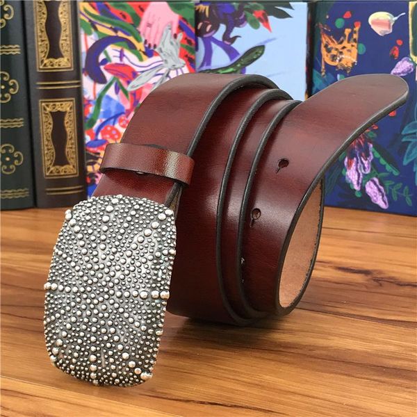 

genuine leather belt male vintage buckle jeans belts for men ceinture waistband mbt0025, Black;brown